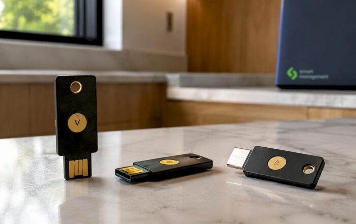 Οι συσκευές YubiKey παρουσιάζονται σε καθαρό, λευκό φόντο