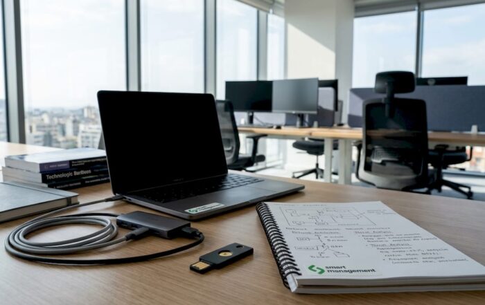 Κλειδιά ασφαλείας YubiKey πάνω στο γραφείο του γραφείου