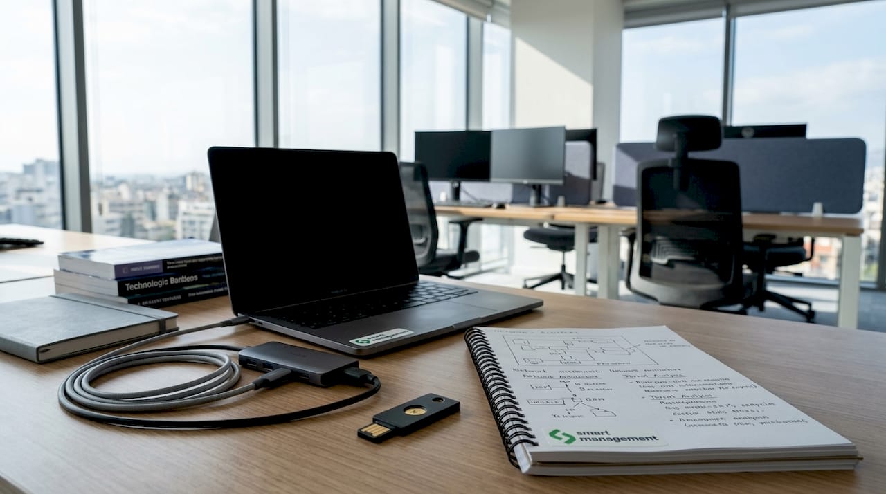 1782981195764_YubiKey-security-keys-on-office-desk Κλειδιά ασφαλείας YubiKey πάνω στο γραφείο του γραφείου