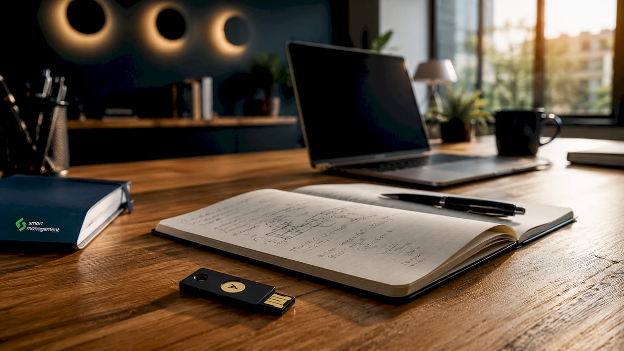 1783052807190_Close-up-of-Yubikey-token-on-technical-workspace Λεπτομέρεια Yubikey σε τεχνικό χώρο εργασίας